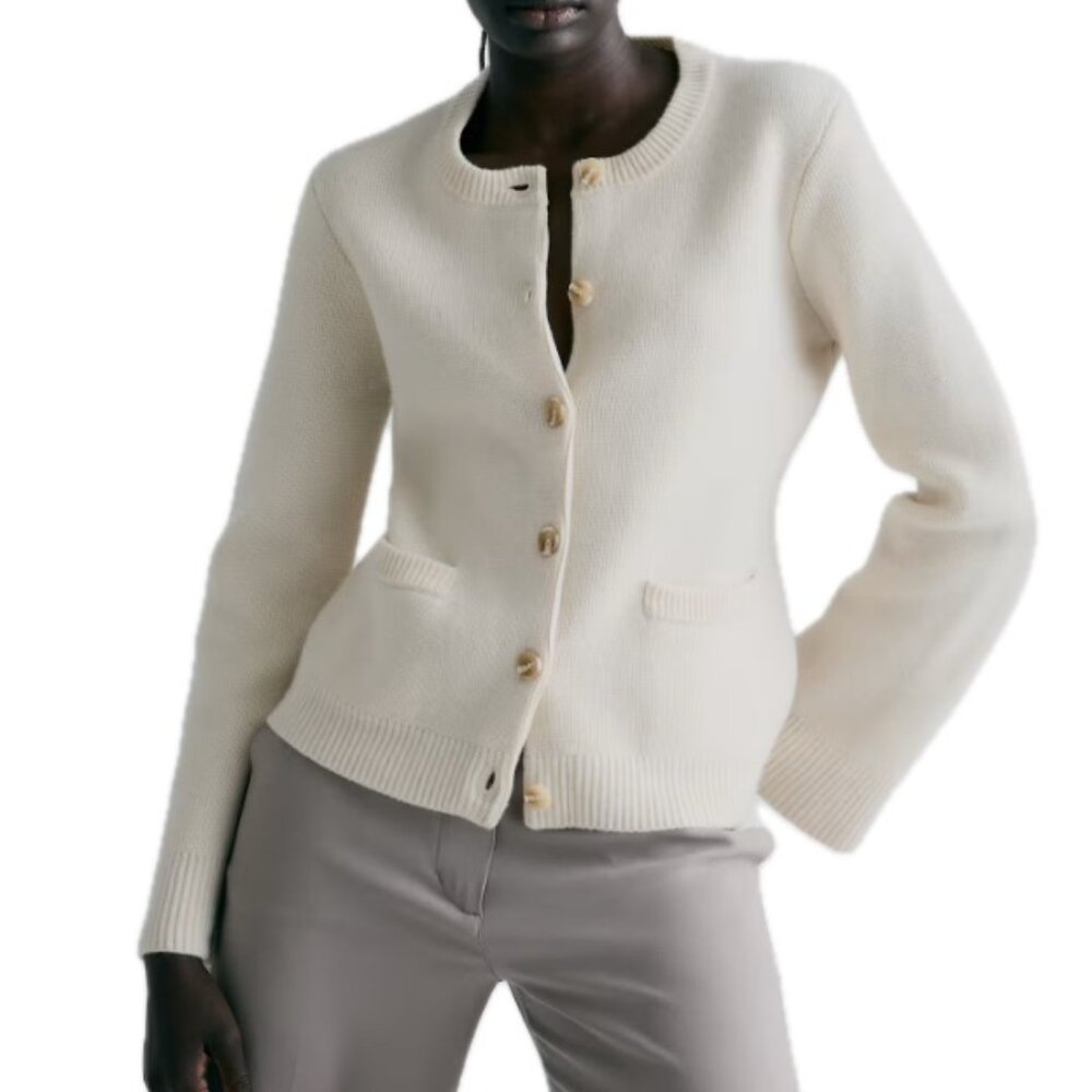 The Cashmere Project Off White Cardigan Sweater Women's Size M NWT